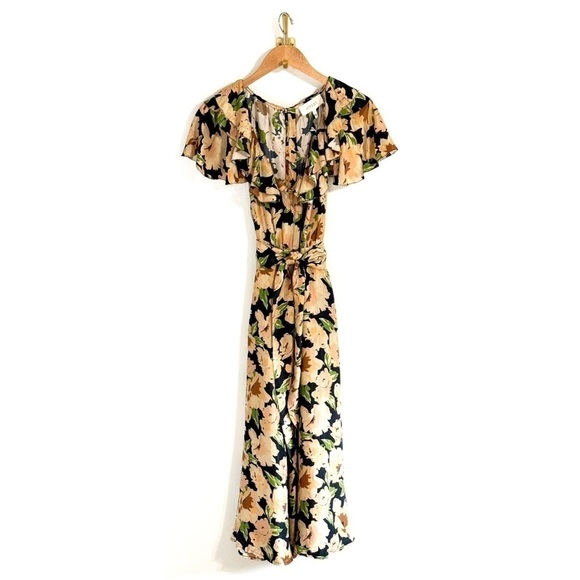 NWT THE GREAT. Midi Floral Ruffle Silk The Parish Dress - Picture 2 of 7